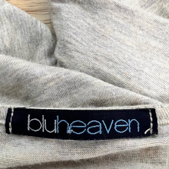 Bluheaven Womens Tunic Top Beige Heathered 3/4 Sleeve Scoop Neck High Low USA L - Picture 11 of 11